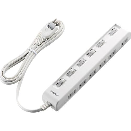 エレコム 延長コード 電源タップ 2m 2P 6個口 個別スイッチ付 省エネ 白 T-E5C-2620WH(1個入)