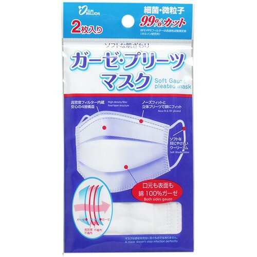 ガーゼのプリーツマスク 2枚入