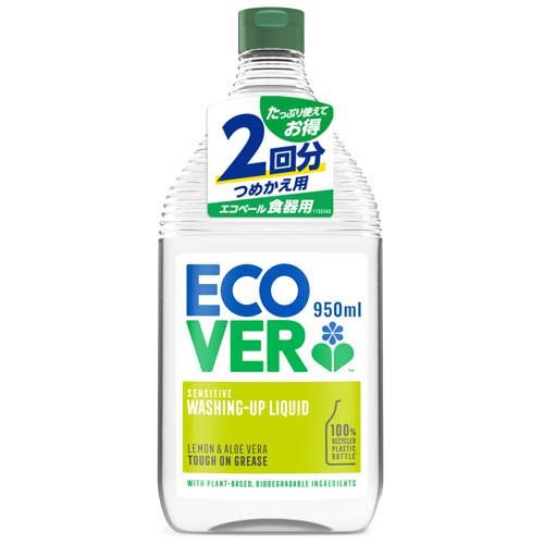 エコベール 食器用洗剤 レモンの香り 詰め替え おしゃれ ボトル 大容量(950ml)