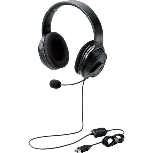 ELECOM 両耳オーバーヘッドタイプ USB ヘッドセット HS-HP30UBK