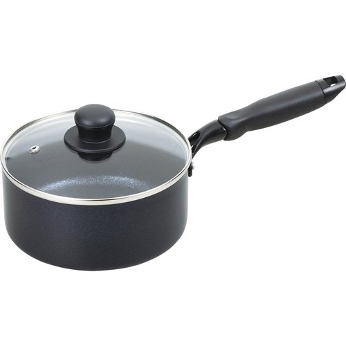 ミッドナイト マーブルコート ガラス蓋付 IH対応 片手鍋 18cm ブラック HB-5117(1個)