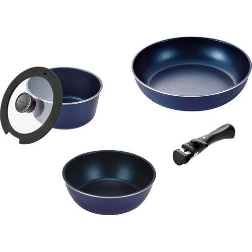 スタックプラスブルーダイヤモンドIH対応クックウェア5点セットB ネイビー HB-5630(1セット)