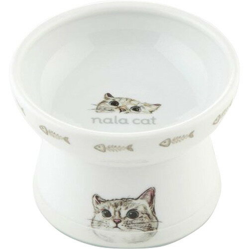 nala cat 猫用フードボウルセット 猫 フードボウル 陶器 スタンドセット 猫型台 お皿2個 小型犬