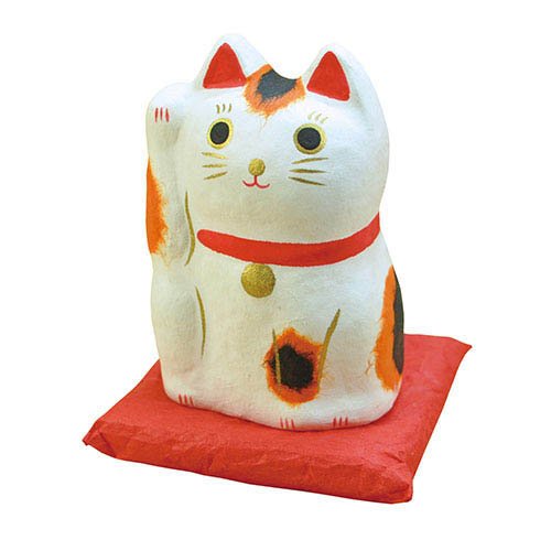 ヤマコー てまひま工房 置き物 はりこーシカ 招き猫 柄 yamaco89598(1個)