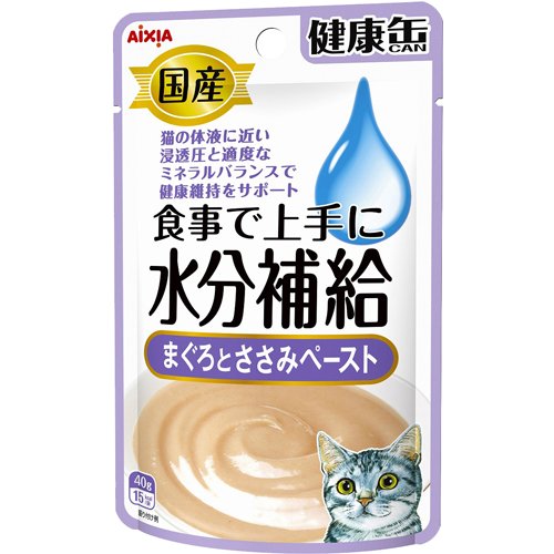 国産 健康缶パウチ 水分補給 まぐろとささみペースト(40g)