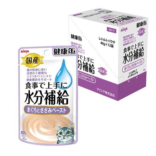 国産 健康缶パウチ 水分補給 まぐろとささみペースト(40g*12袋入)