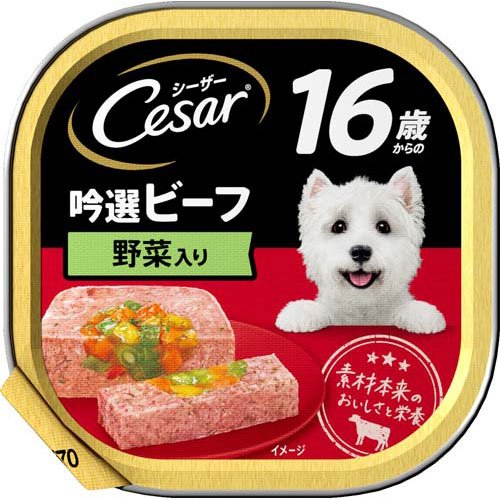 シーザー シニア用 １６歳からの吟選ビーフ 野菜入り ドッグフード ウエット(100g)