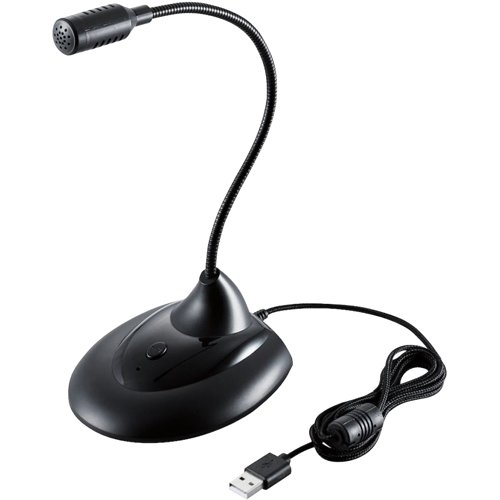 エレコム スタンドマイク フレキシブルアーム ミュートボタン USB LED表示 HS-MC07UBK(1個)