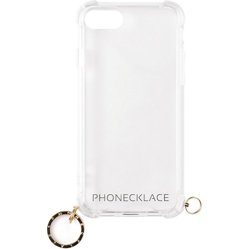 PHONECKLACE iPhone SE／8／7 ストラップ用リング付きクリアケース ゴールドチャーム(1個)