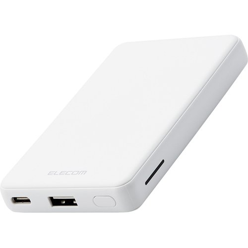 エレコム モバイルバッテリー 5000mAh 薄型 Type-Cケーブル付 ホワイト DE-C26-5000WH(1個)