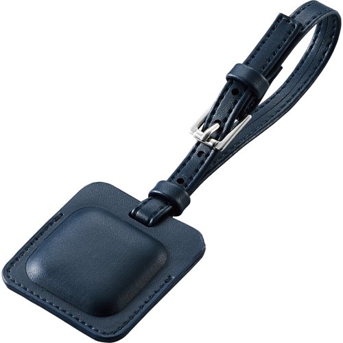 エレコム AirTag用 ホルダー タグ レザー フルカバー カラビナ付 ネイビー AT-LTSNV(1個)