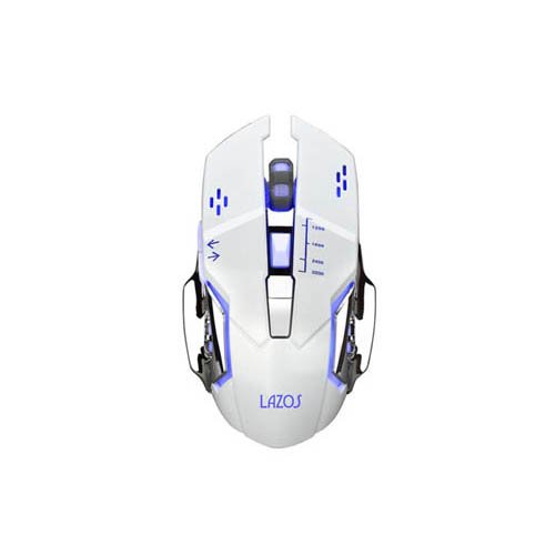 Lazos 有線ゲーミングマウス 6ボタン ホワイト L-MSG6-W