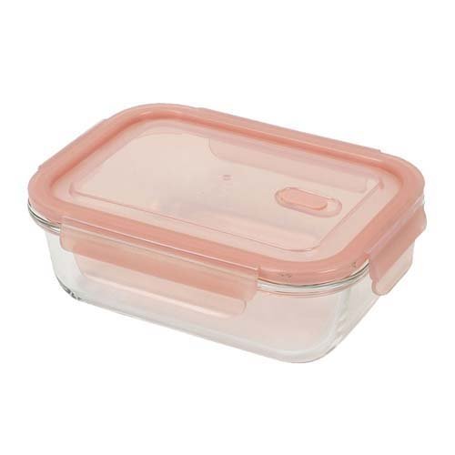 ディッシュプラス 耐熱ガラス バルブ付保存容器 長方形 590ml HB-5960(1個)