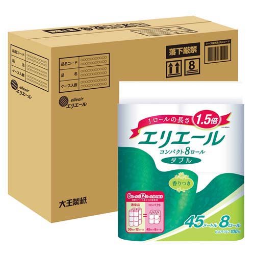 エリエール トイレットペーパー 1.5倍巻 ダブル コンパクトケース品(8ロール*4袋入)