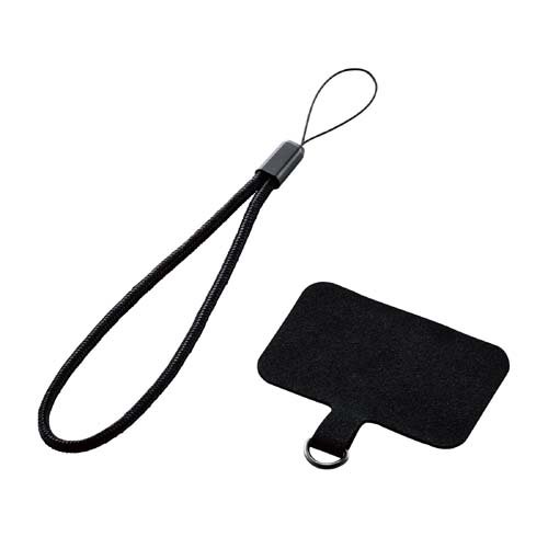 エレコム スマホアクセサリ 外付ストラップホール ハンドストラップ P-STHHANBK(1個)