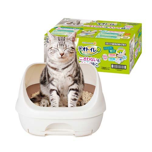 デオトイレ 猫用 本体セット ハーフカバー ナチュラルアイボリー(1セット)