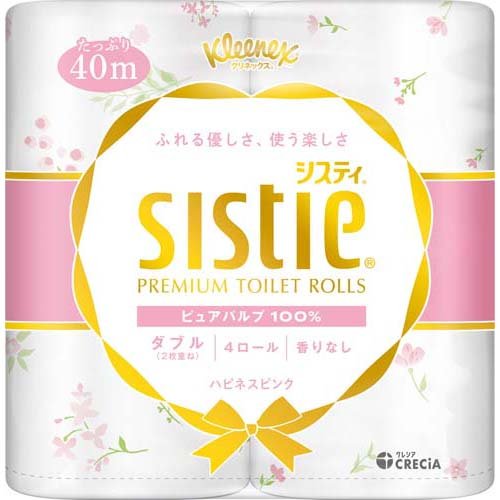クリネックス システィ ハピネスピンク プレミアム トイレットペーパー ダブル 花柄(40m*4ロール)