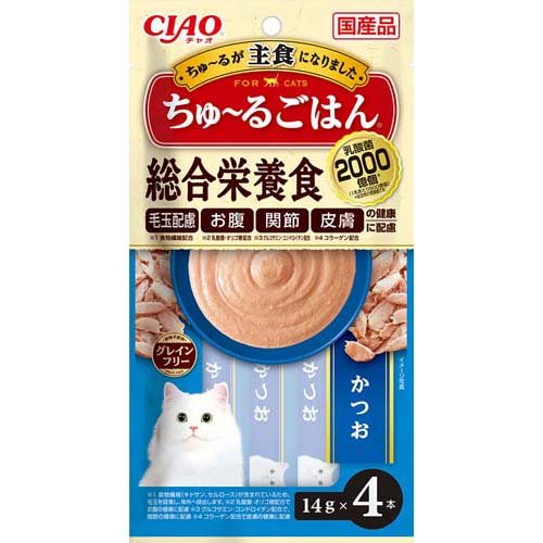 CIAO 乳酸菌 ちゅ～るごはん 総合栄養食 かつお(14g*4本入)