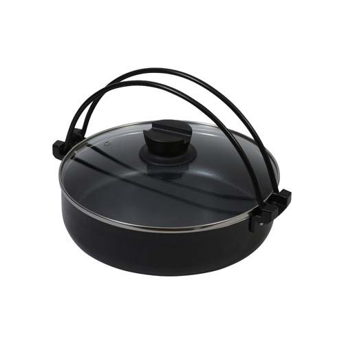 おうち御膳 ふっ素樹脂加工 IH対応 ガラス蓋付 すきやき鍋 26cm HB-5857 オール熱源(1個)