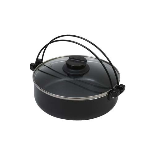おうち御膳 ふっ素樹脂加工 IH対応 ガラス蓋付 すきやき鍋 20cm HB-5856 オール熱源(1個)