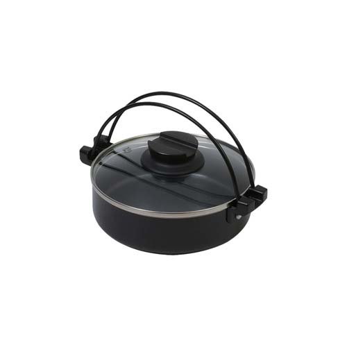おうち御膳 ふっ素 IH対応 ガラス蓋付 すきやき鍋 18cm HB-6603(1個)