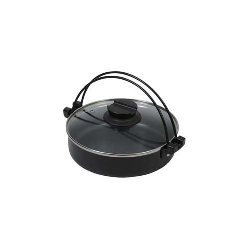 おうち御膳 ふっ素 IH対応 ガラス蓋付 すきやき鍋 16cm HB-6602(1個)