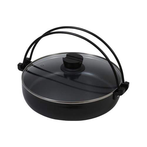 おうち御膳 ふっ素樹脂加工 IH対応 ガラス蓋付 すきやき鍋 28cm HB-5858 オール熱源(1個)