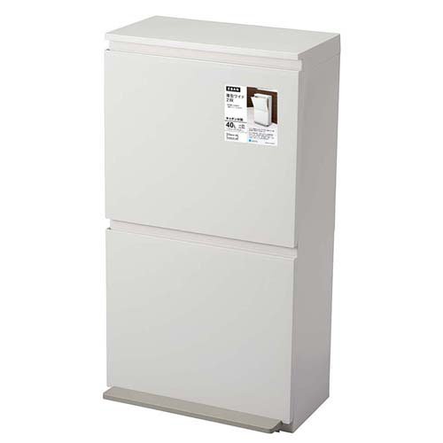 ゴミ箱 ふた付き 分別ペダル2段 ワイド 40L 日本製 ホワイト(1個)