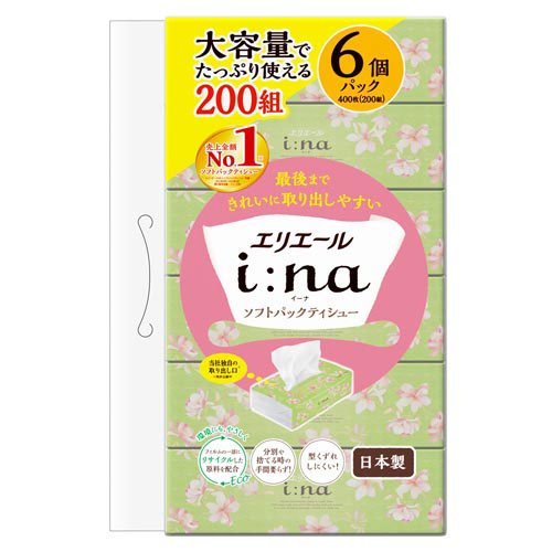 大王製紙 エリエール i:na（イーナ）ソフトパックティシュー 200組6P
