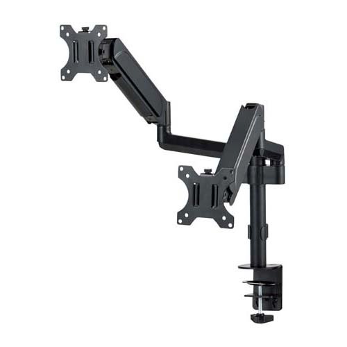 エレコム モニターアーム デュアル 17-32インチ グロメット クランプ VESA ブラック(1台)