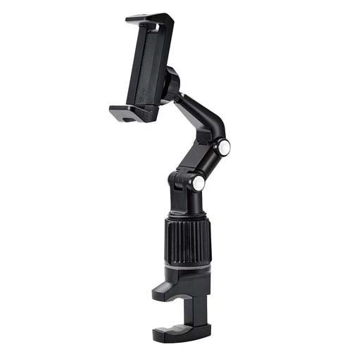 エレコム スマホスタンド ホルダー アーム 折り畳み式 クランプ式 360度回転 ブラック(1台)