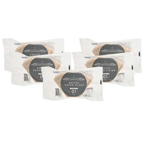 HARIO ペガサスペーパーフィルター01M100枚入 PEF-01-100M-5S+(5個セット)