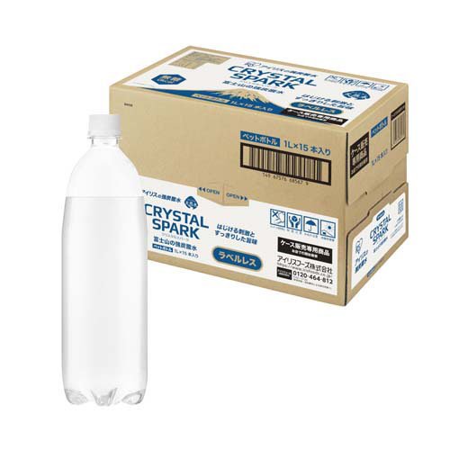 アイリス CRYSTAL SPARK 富士山の強炭酸水 ラベルレス(1L×15本入)