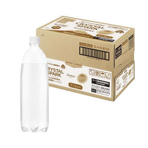 アイリス CRYSTAL SPARK 富士山の強炭酸水 ラベルレス レモン(1L×15本入)