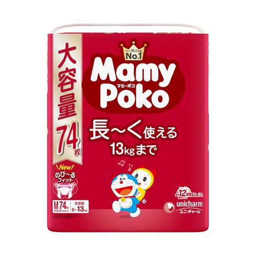 マミーポコ おむつ パンツ M（6〜13kg）1セット（74枚入×3パック）ドラえもん 男女共用 大容量タイプ（イチオシ）