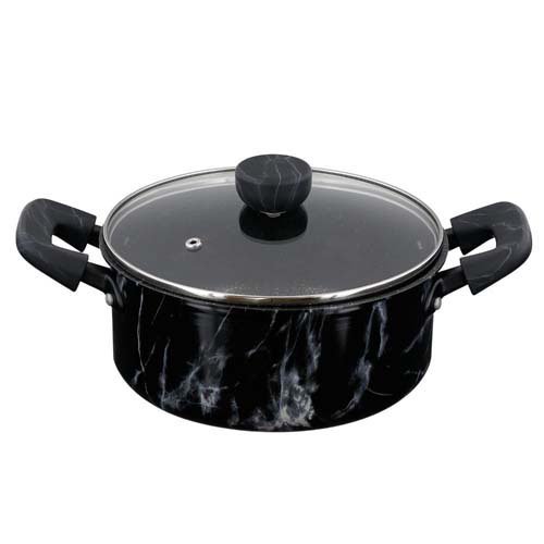 LIV PLUS MARBLE KITCHEN 両手鍋 20cm IH・ガス火 大理石 ブラック NX-152(1個)