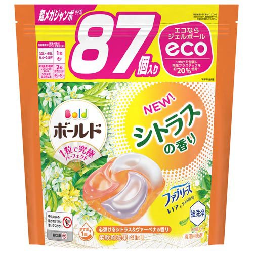 ボールド 洗濯洗剤 ジェルボール 4in1 シトラス 詰め替え 超メガジャンボ(87個入)