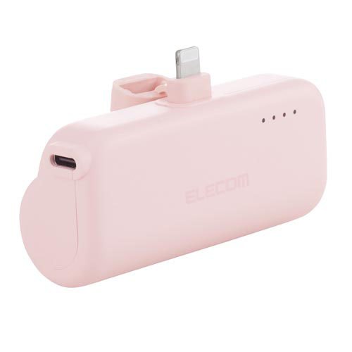 エレコム モバイルバッテリー 5000mAh 小型 最大12W 直差し ケーブル付属 ピンク(1個)