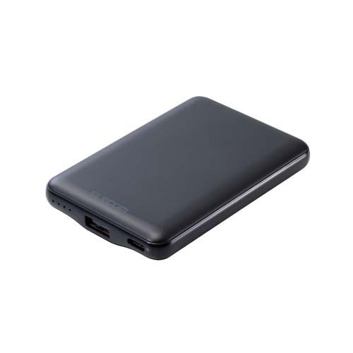 エレコム モバイルバッテリー 薄型 USB  Type-C 5000mAh 15w 充電器 iPhone ブラック(1台)