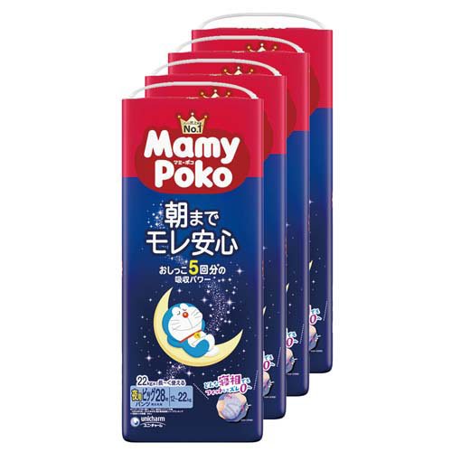 マミーポコ 夜用パンツ ビッグ 12kg～22kg 紙おむつ パンツ(28枚入×4袋)