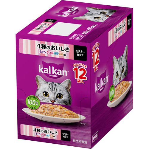 カルカン パウチ ４種おいしさ まぐろかつおさけえび風味 キャット ウェットフード(60g×12袋入)