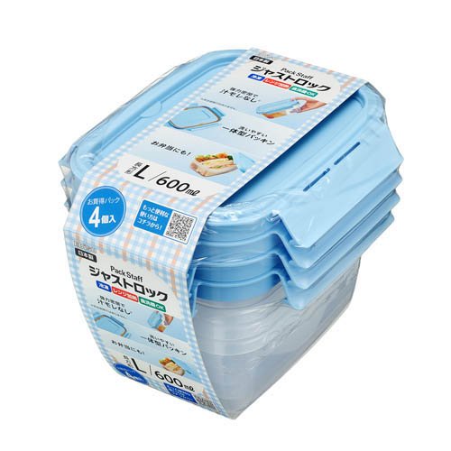 パックスタッフ ジャストロック 食品保存容器 長方形 L(4個入)