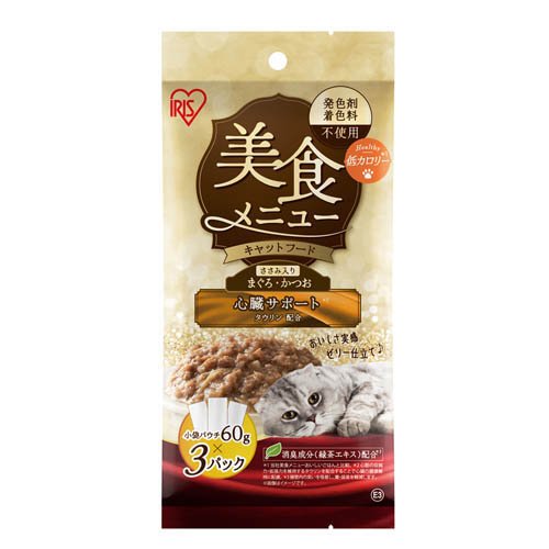 アイリスオーヤマ 美食メニュー キャットフード まぐろ かつお ささみ入り P-60C(60g×3袋)