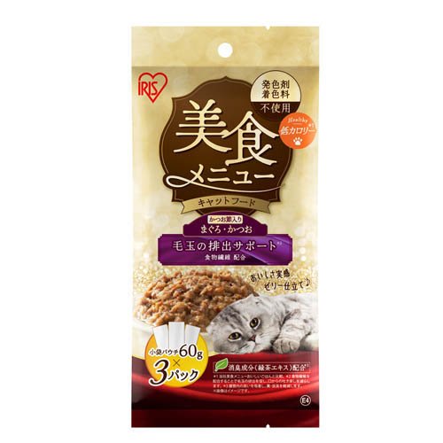 アイリスオーヤマ 美食メニュー キャットフード まぐろ かつお かつお節入り P-60K(60g×3袋)