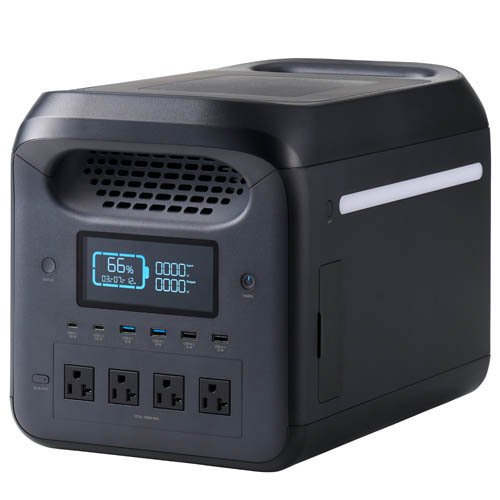 エレコム ポータブル電源 大容量 1229Wh リン酸鉄  急速充電 PD ECモデル ブラック(1個)