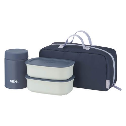 サーモス 食洗機対応 真空断熱スープランチセット 800ml グレーネイビー JEH-800 GNV(1セット)