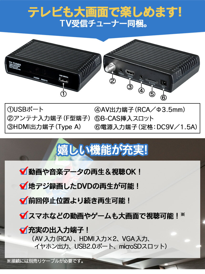 VERSOS DVDプレイヤー搭載プロジェクター＆地デジTV受信チューナーセット 楽天市場】ベルソス ベルソス DVDプレイヤー搭載プロジェクター