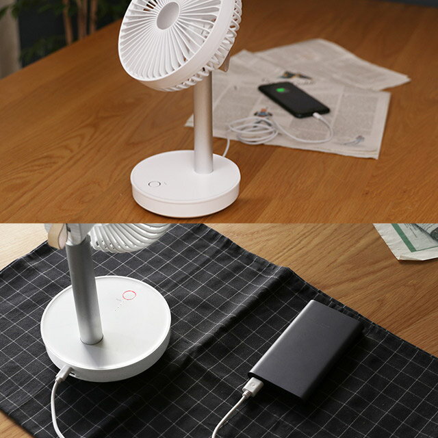 PRISMATE コードレスミニリビングファン モバイルバッテリー機能付 ホワイト PR-F038-WH