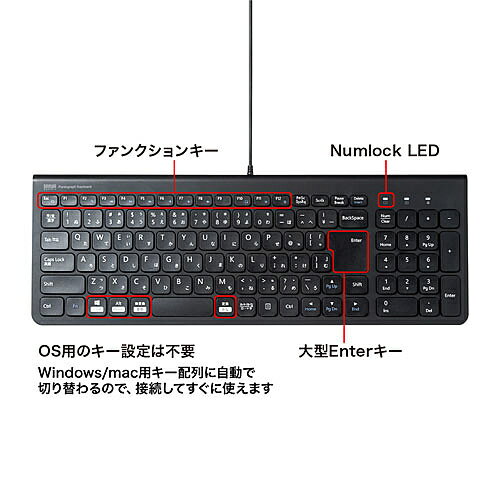 サンワサプライ USBスリムキーボード SKB-SL31BK