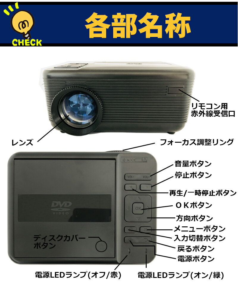 DVDプロジェクター 一体型　RA-PD090 楽天市場】池商 RAMASU DVDプレーヤー一体型プロジェクター RA-PD090